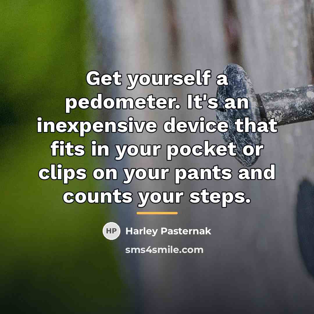 “Get yourself a pedometer. It's an inexpensive device that fits…” quote by Harley Pasternak