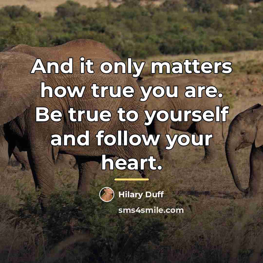 “And it only matters how true you are. Be true…” quote by Hilary Duff