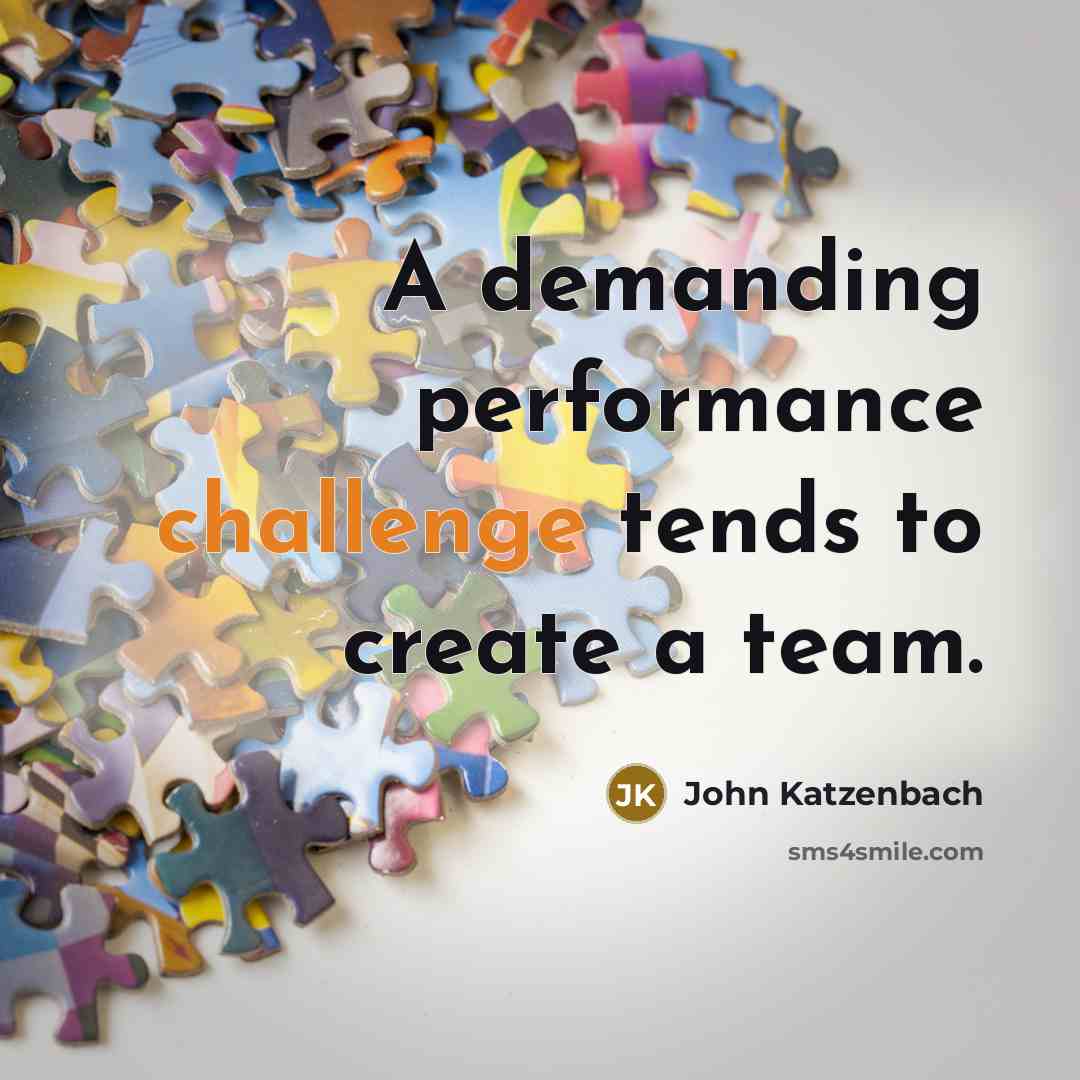 “A demanding performance challenge tends to create a team.” quote by John Katzenbach