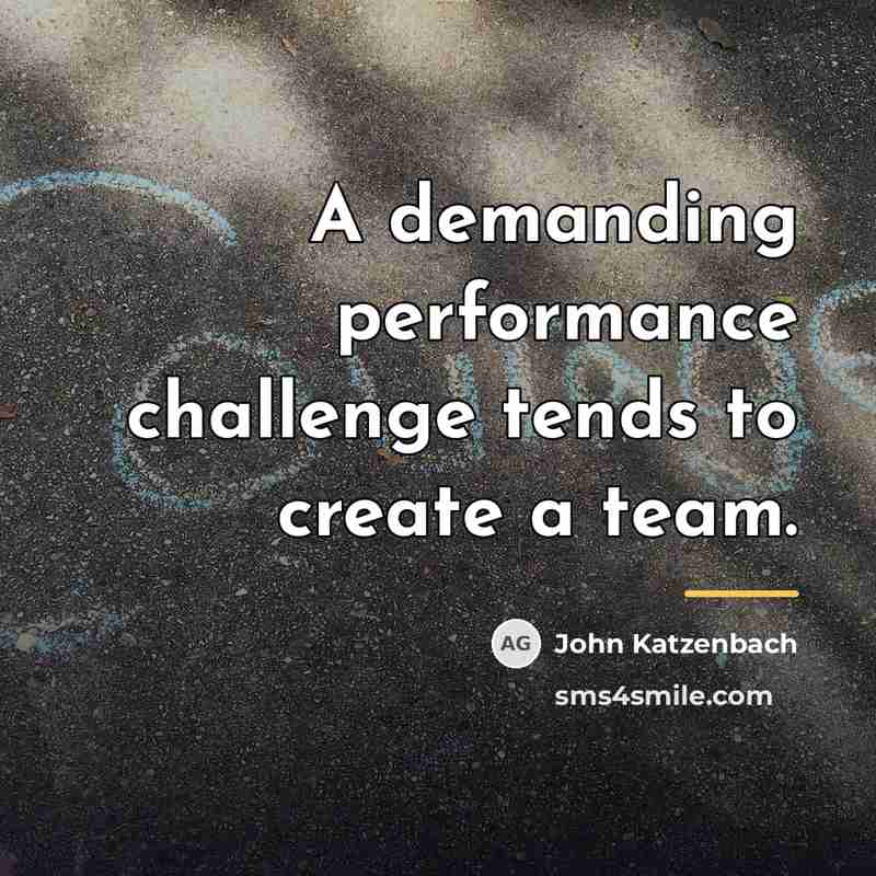 “A demanding performance challenge tends to create a team.…” quote by John Katzenbach