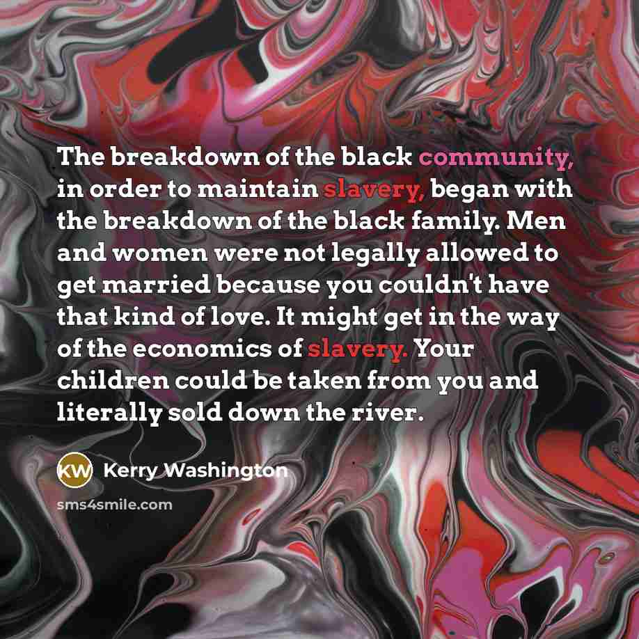 “The breakdown of the black community, in order to maintain…” quote by Kerry Washington