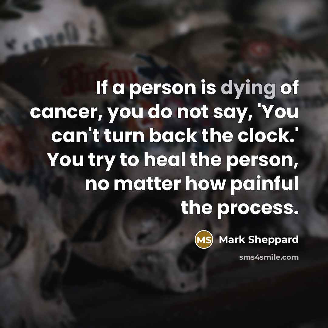 “If a person is dying of cancer, you do not…” quote by Mark Sheppard