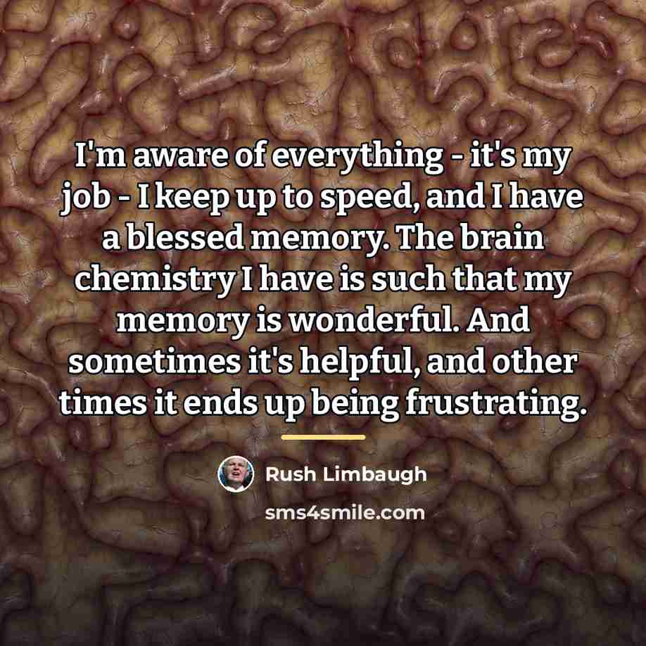 “I'm aware of everything - it's my job - I…” quote by Rush Limbaugh