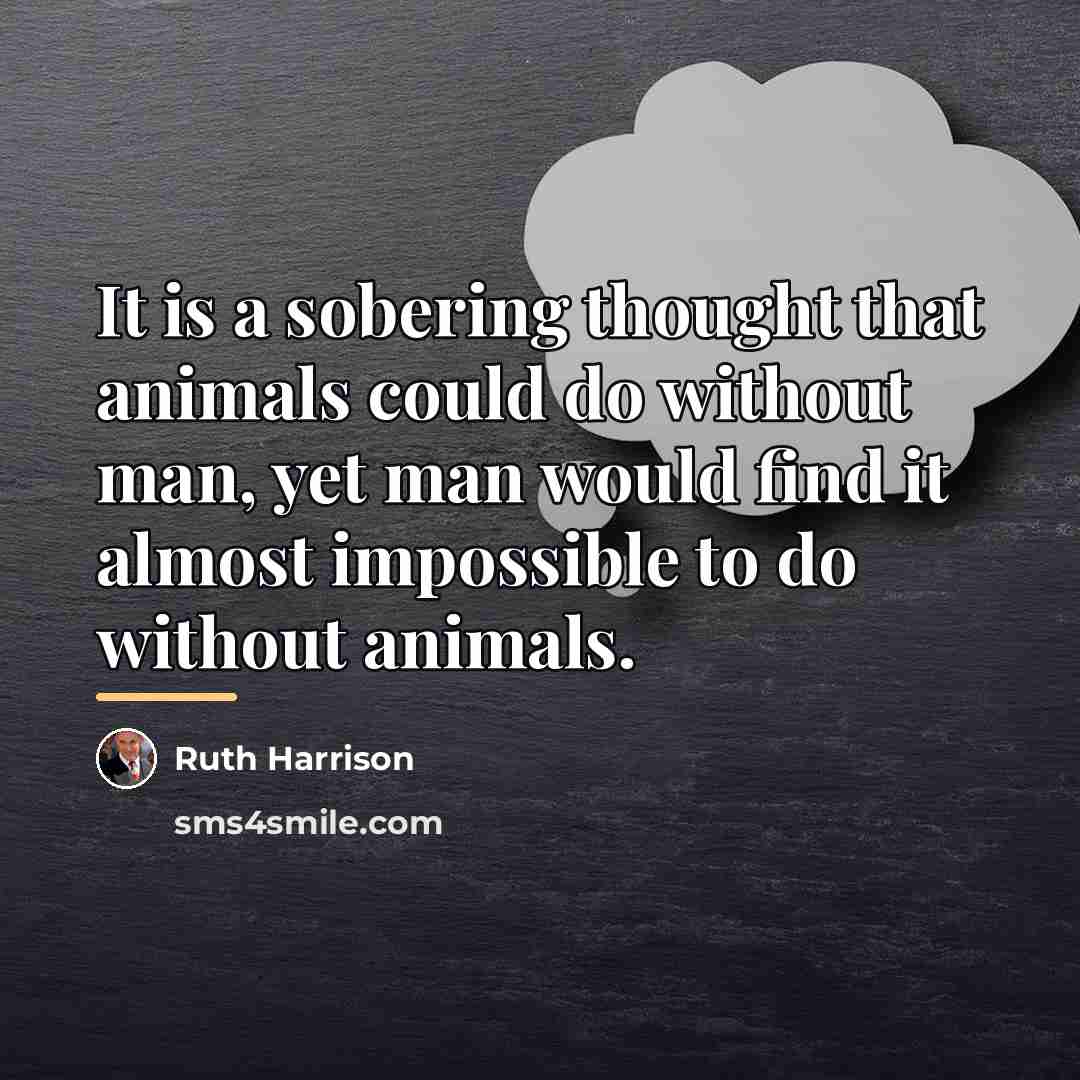 “It is a sobering thought that animals could do without…” quote by Ruth Harrison
