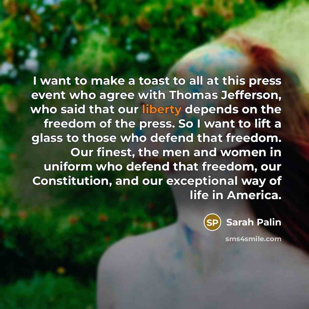 “I want to make a toast to all at this…” quote by Sarah Palin