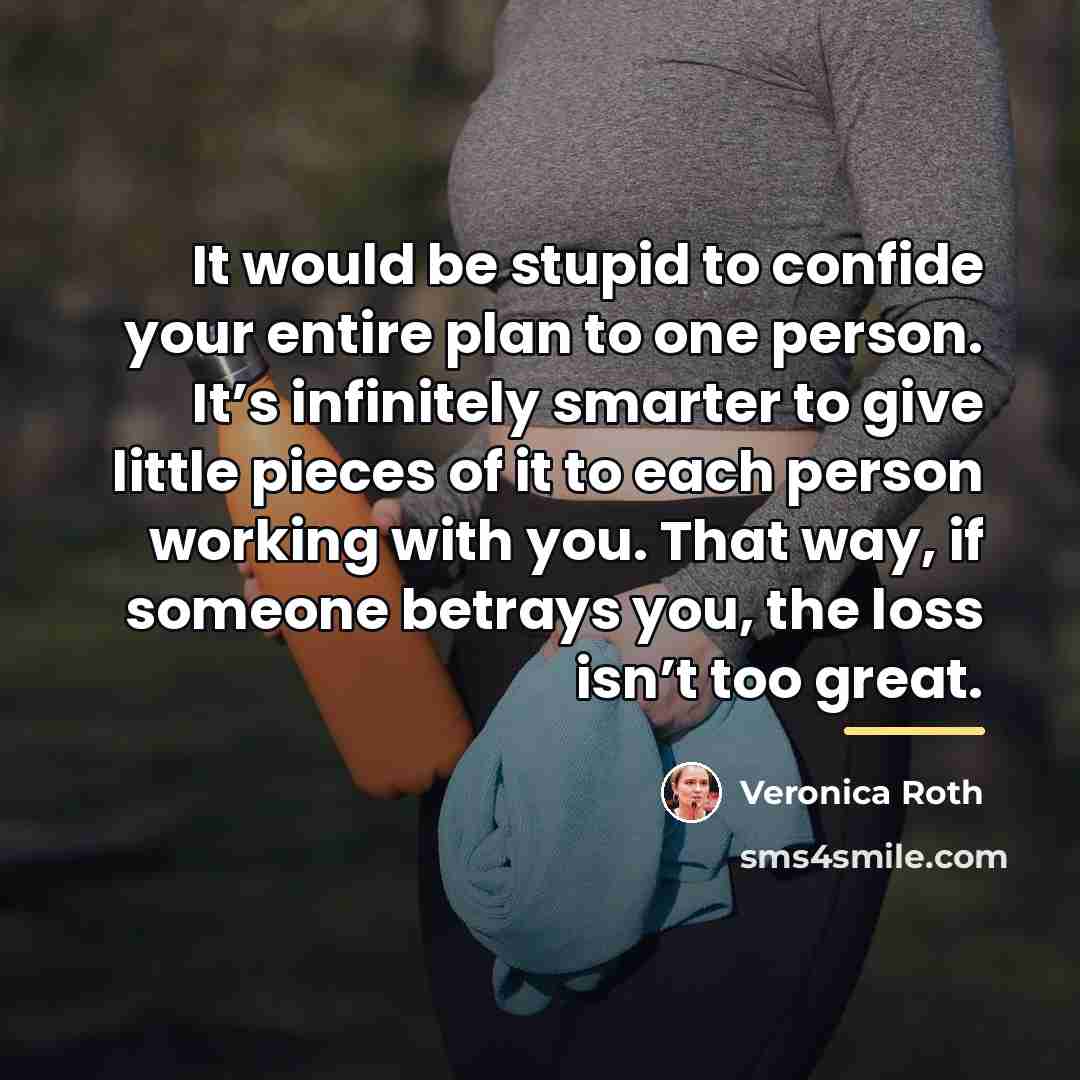 “It would be stupid to confide your entire plan to…” quote by Veronica Roth