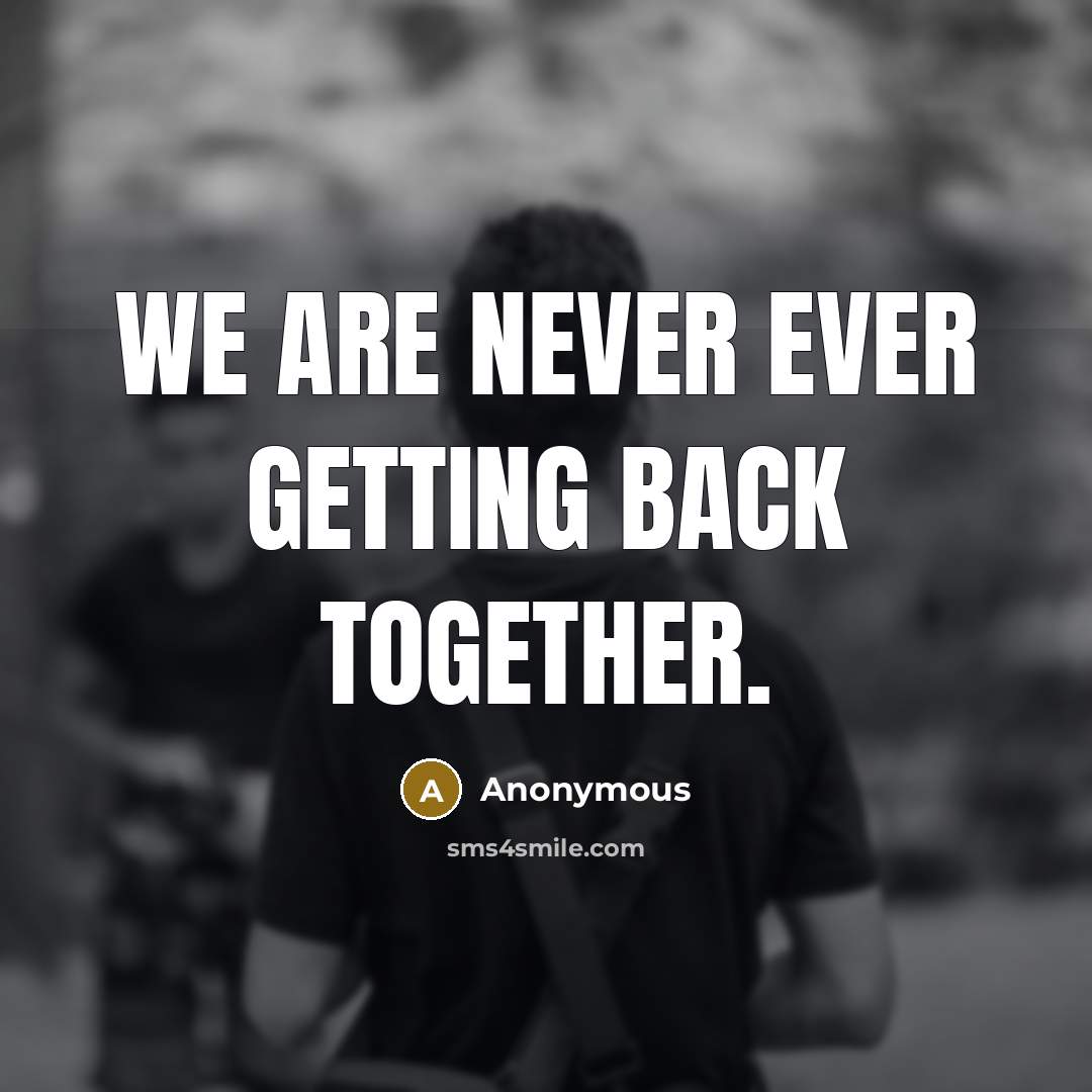 “We are never ever getting back together.” quote by Anonymous