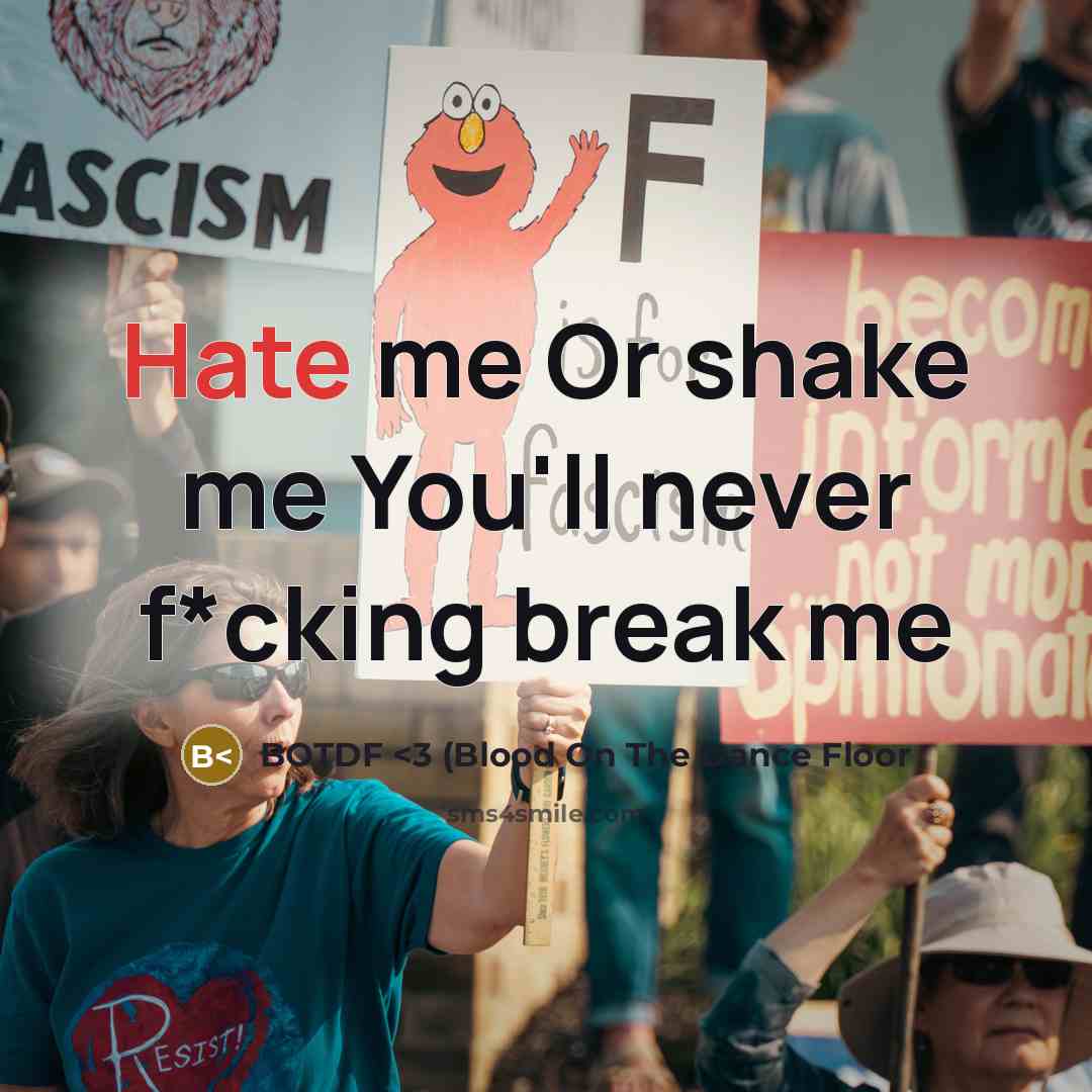 “Hate me Or shake me You'll never f*cking break me” quote by BOTDF