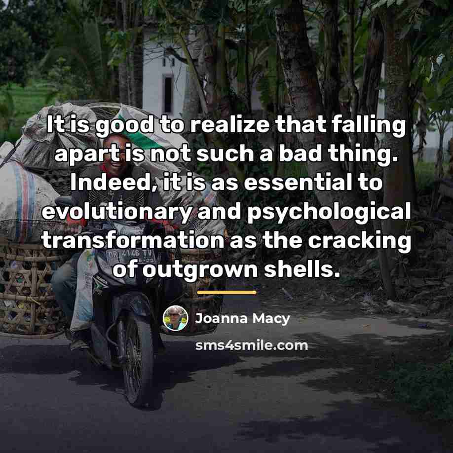 “It is good to realize that falling apart is not…” quote by Joanna Macy