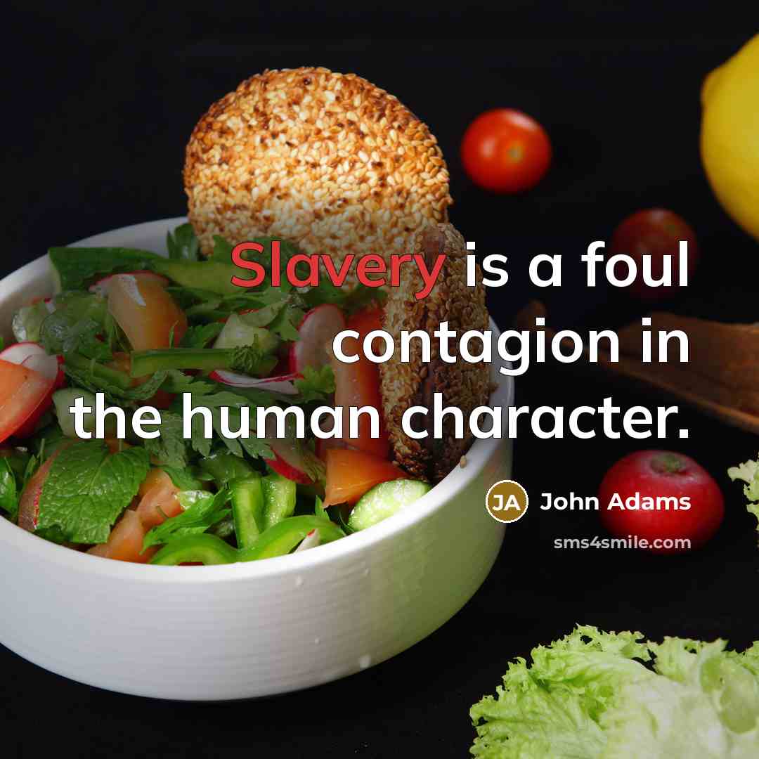 “Slavery is a foul contagion in the human character.…” quote by John Adams