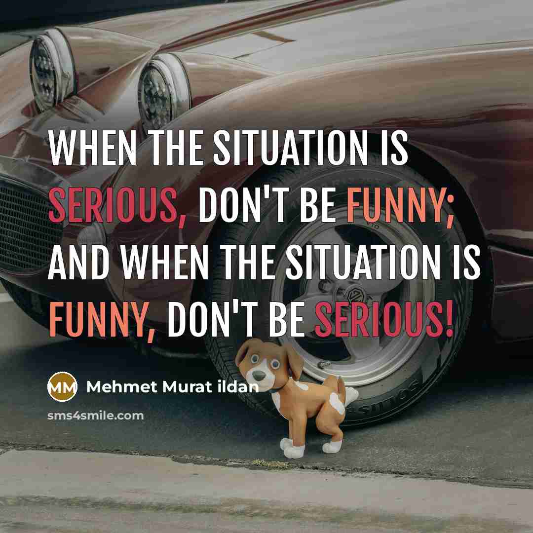 “When the situation is serious, don't be funny; and when the situation is funny, don't be serious!” quote by Mehmet Murat Ildan