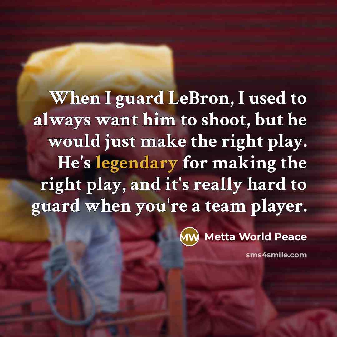 “When I guard LeBron, I used to always want him…” quote by Metta World Peace
