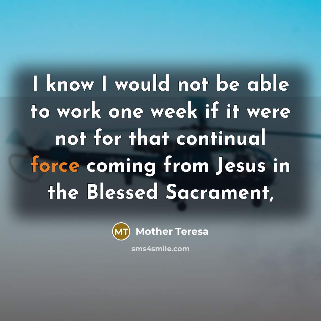 “I know I would not be able to work one…” quote by Mother Teresa