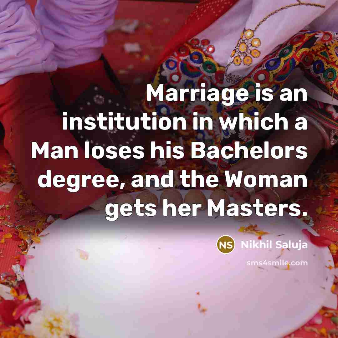 “Marriage is an institution in which a Man loses his…” quote by Nikhil Saluja