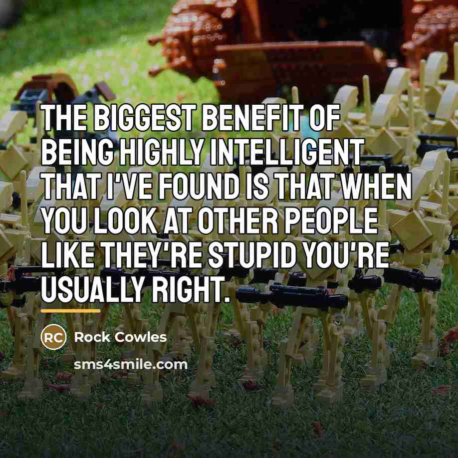 “The biggest benefit of being highly intelligent that I've found…” quote by Rock Cowles