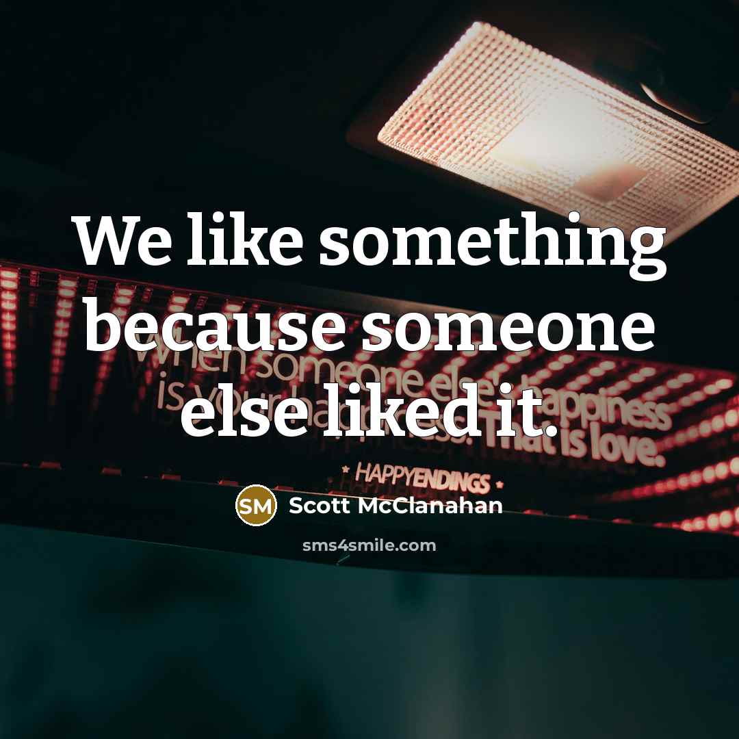 “We like something because someone else liked it.” quote by Scott McClanahan