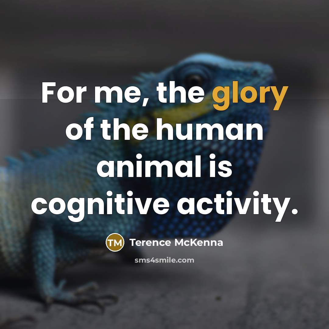 “For me, the glory of the human animal is cognitive…” quote by Terence McKenna