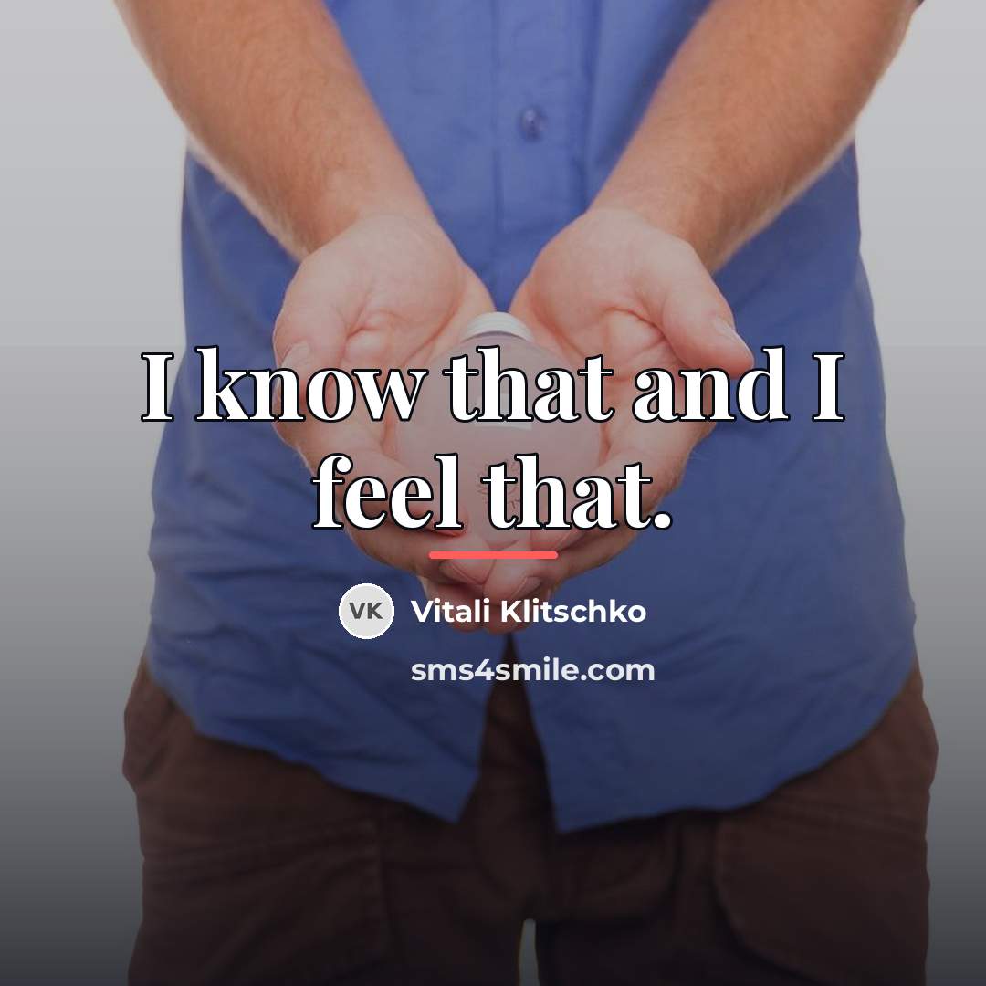 “I know that and I feel that.…” quote by Vitali Klitschko