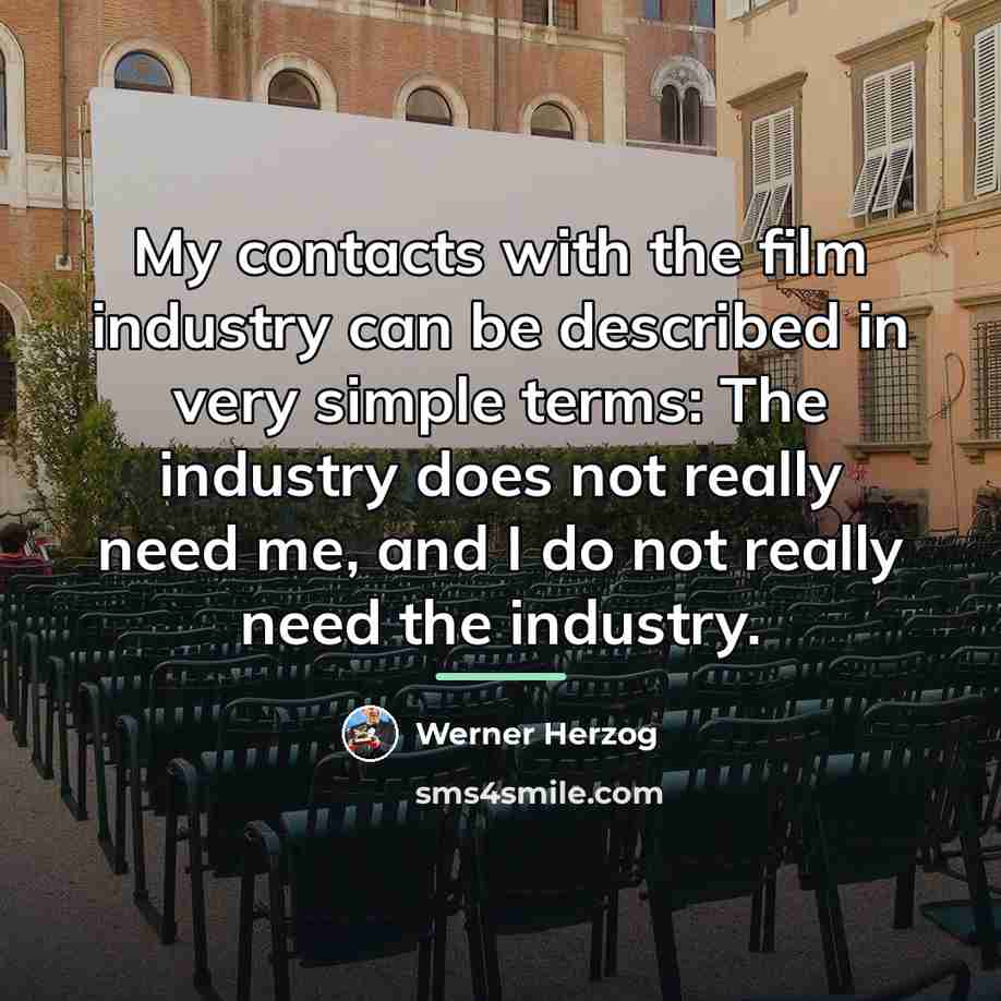 “My contacts with the film industry can be described in…” quote by Werner Herzog