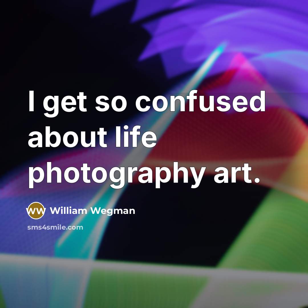 “I get so confused about life photography art.…” quote by William Wegman