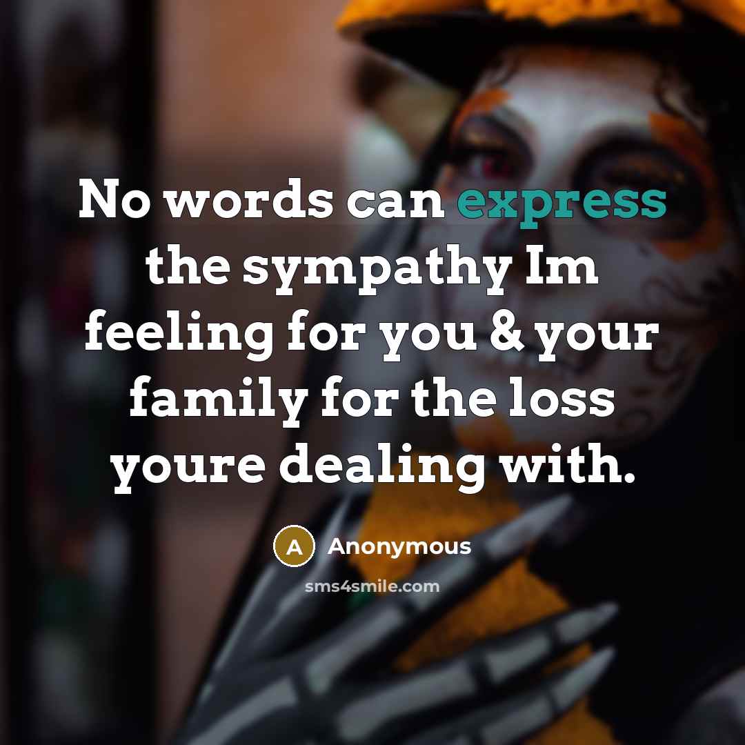 “No words can express the sympathy Im feeling for you…” quote by Anonymous