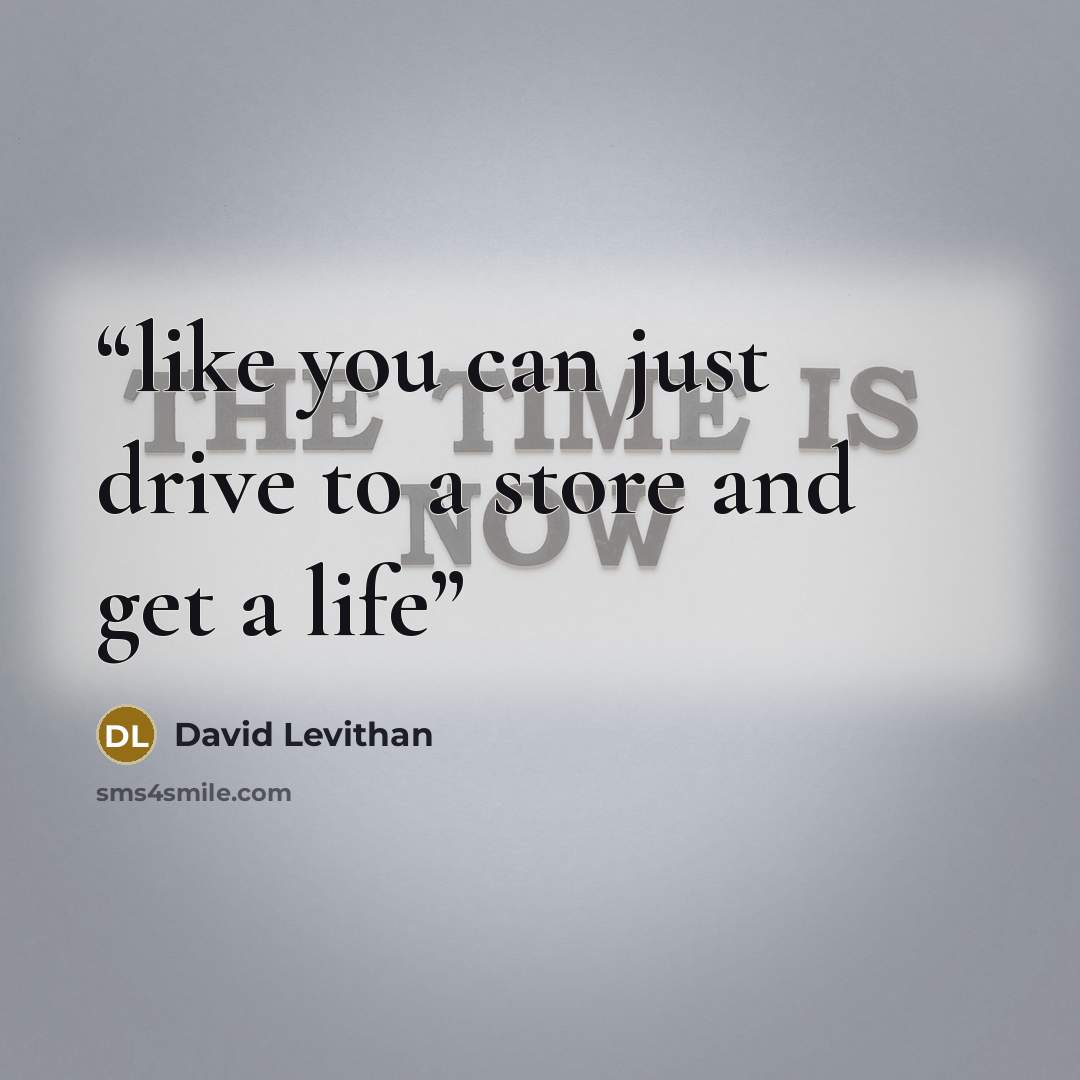 “like you can just drive to a store and get a life” quote by David Levithan