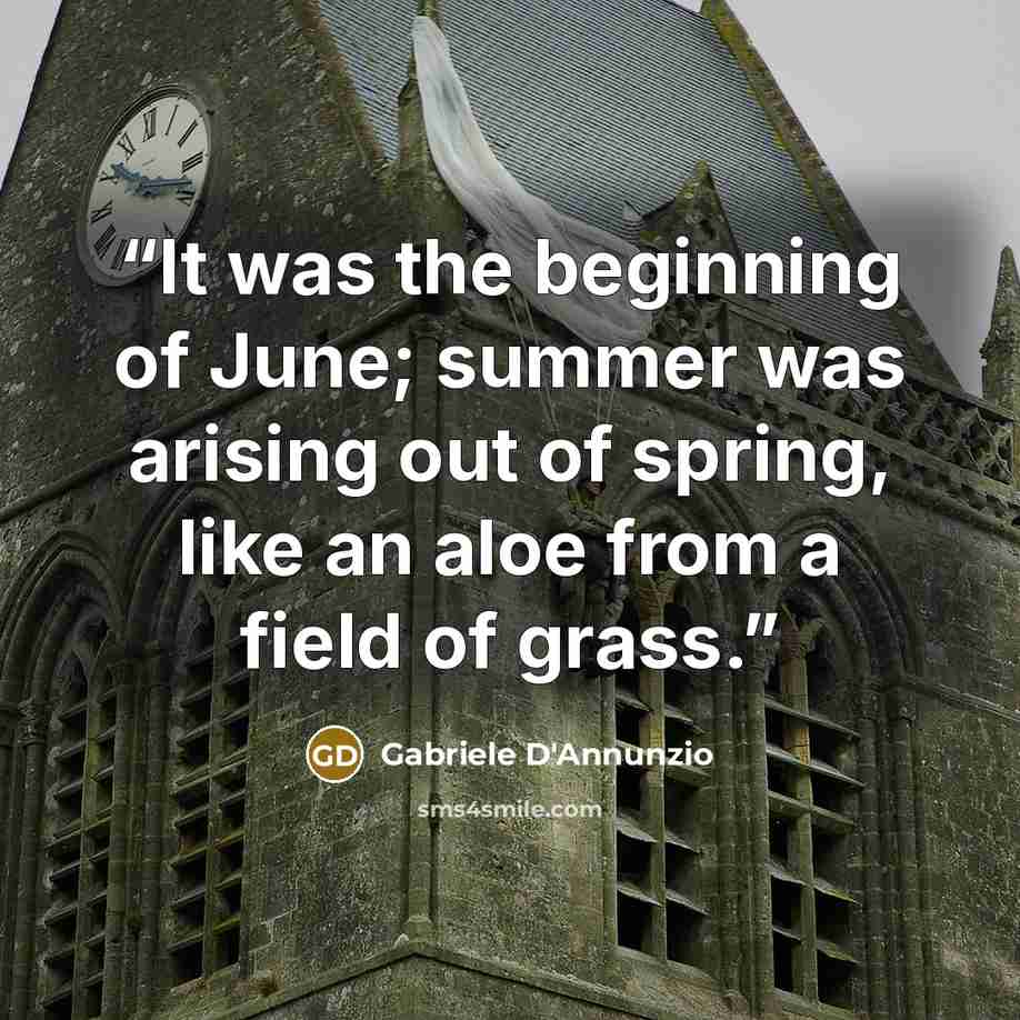 “It was the beginning of June; summer was arising out of spring, like an aloe from a field of grass.” quote by Gabriele D'Annunzio