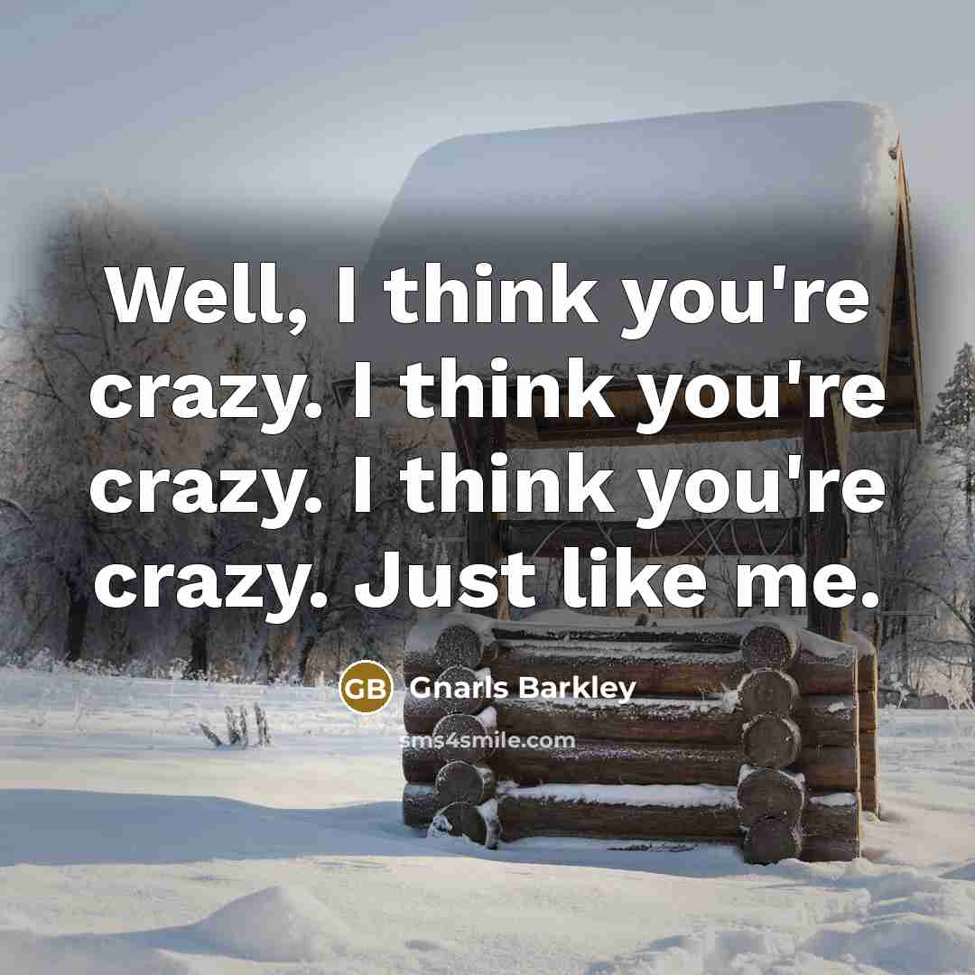 “Well, I think you're crazy. I think you're crazy. I think you're crazy. Just like me.” quote by Gnarls Barkley