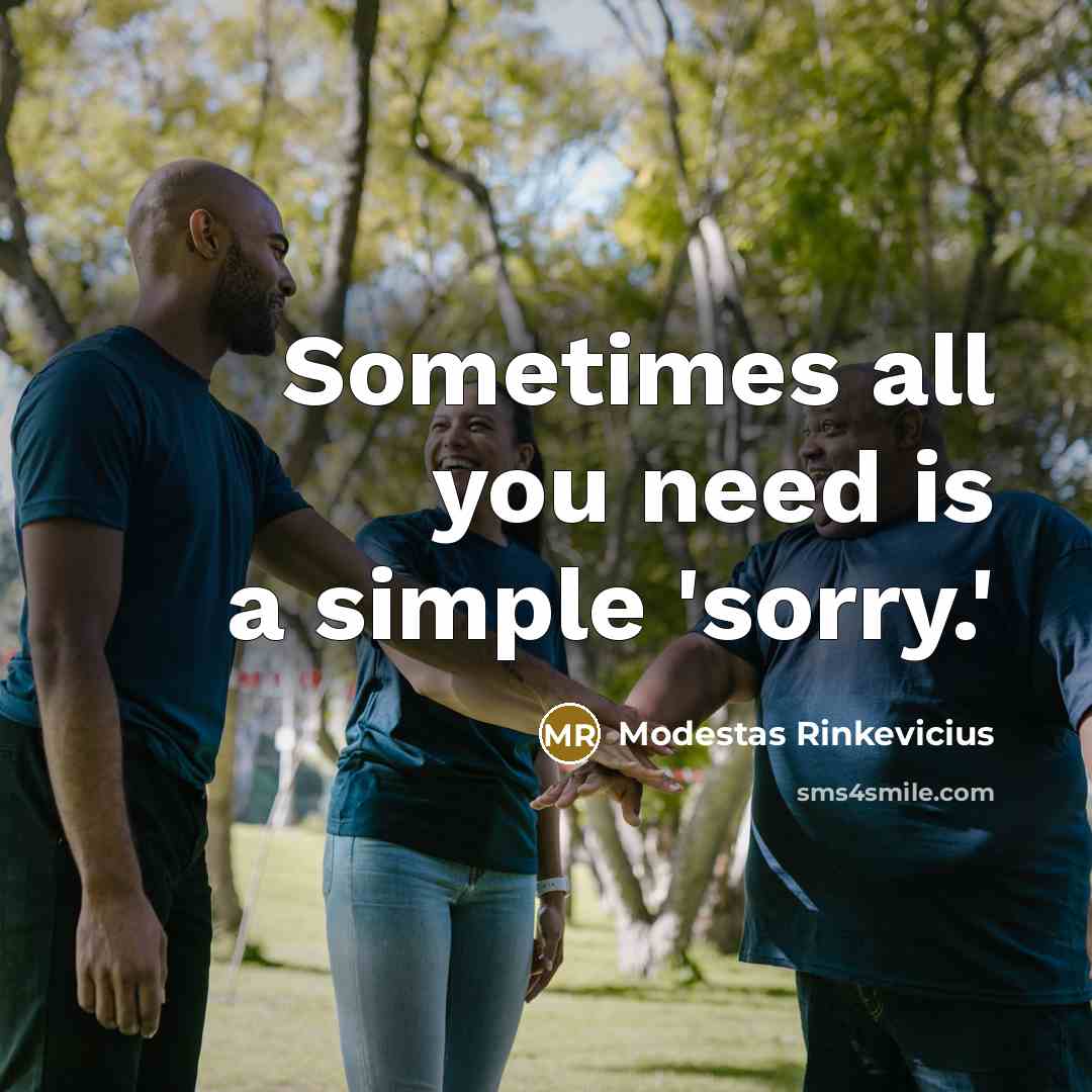 “Sometimes all you need is a simple 'sorry.'…” quote by Modestas Rinkevicius