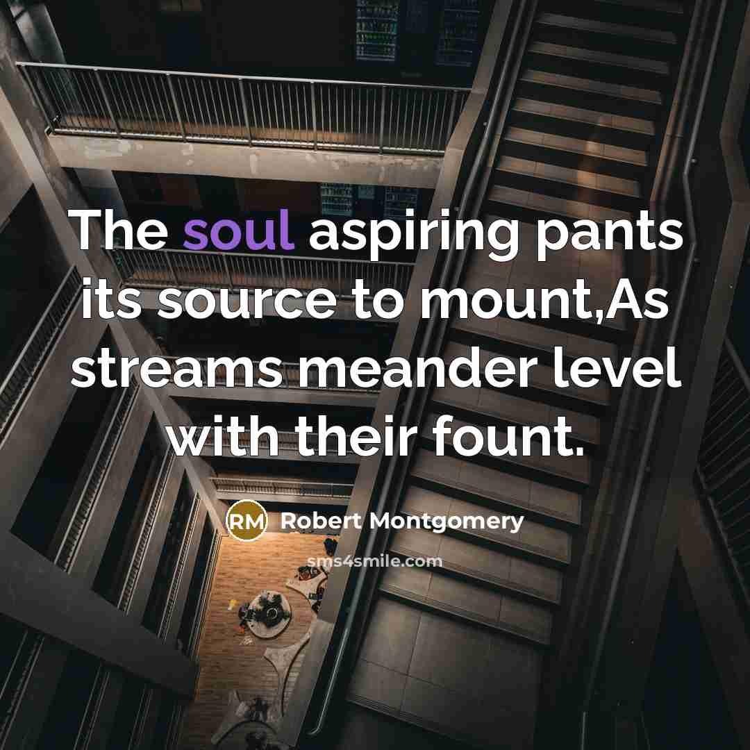 “The soul aspiring pants its source to mount,As streams meander…” quote by Robert Montgomery