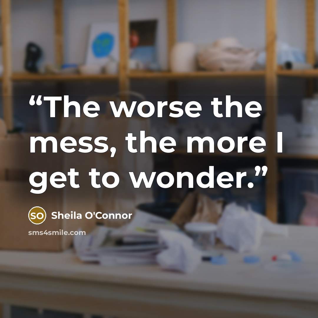“The worse the mess, the more I get to wonder.” quote by Sheila O'Connor