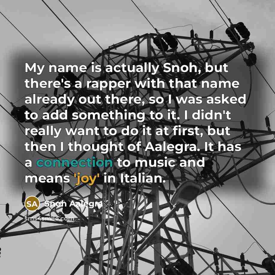 “My name is actually Snoh, but there's a rapper with…” quote by Snoh Aalegra