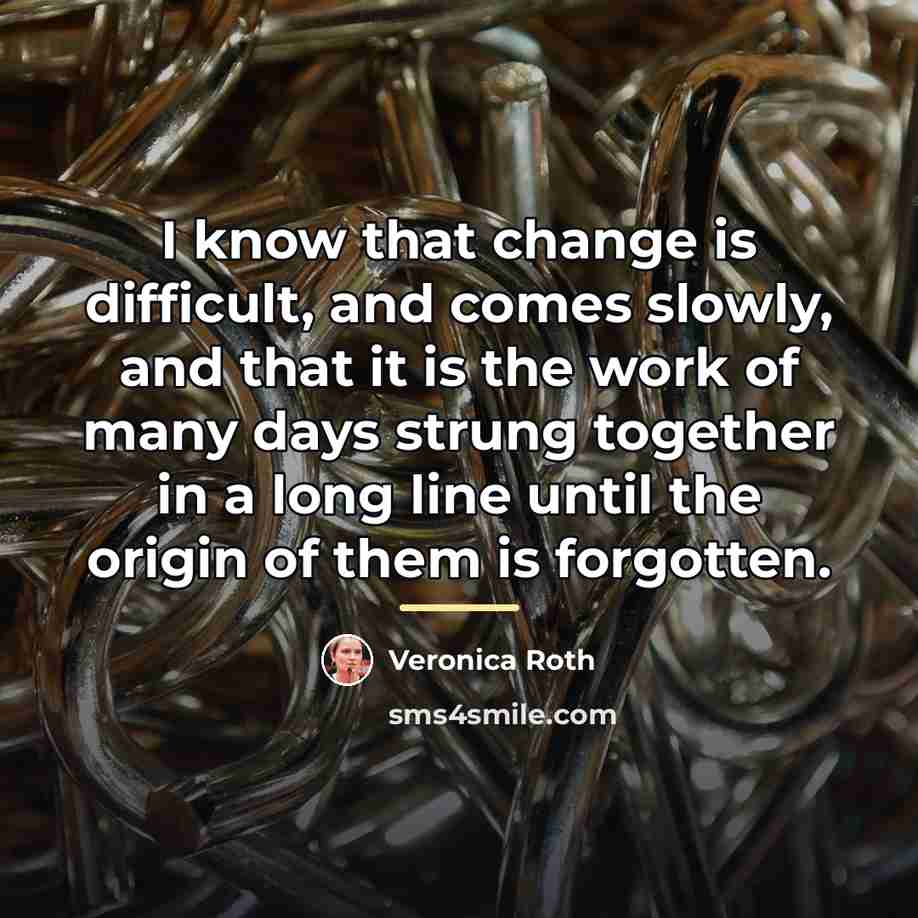 “I know that change is difficult, and comes slowly, and…” quote by Veronica Roth