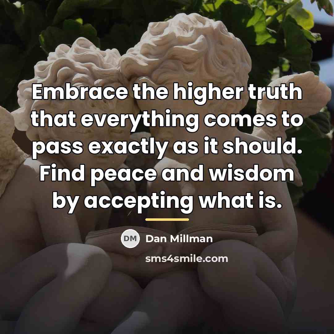 “Embrace the higher truth that everything comes to pass exactly…” quote by Dan Millman