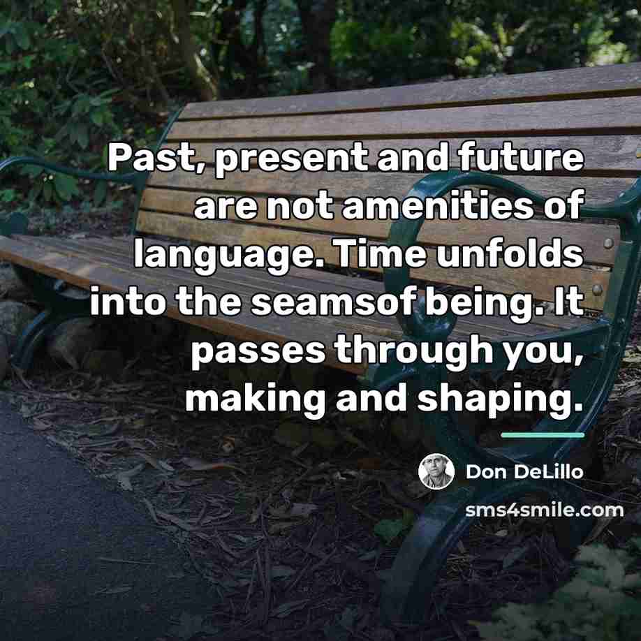 “Past, present and future are not amenities of language. Time…” quote by Don DeLillo