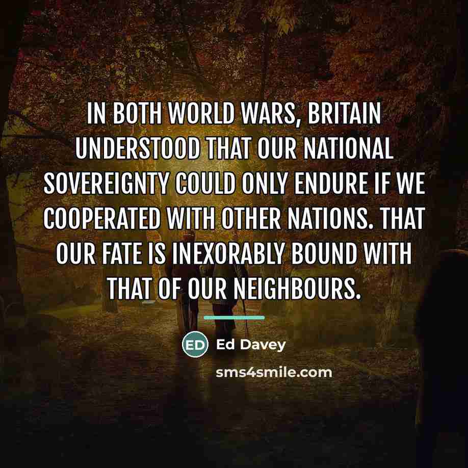 “In both world wars, Britain understood that our national sovereignty…” quote by Ed Davey