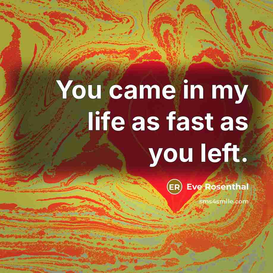 “You came in my life as fast as you left.…” quote by Eve Rosenthal