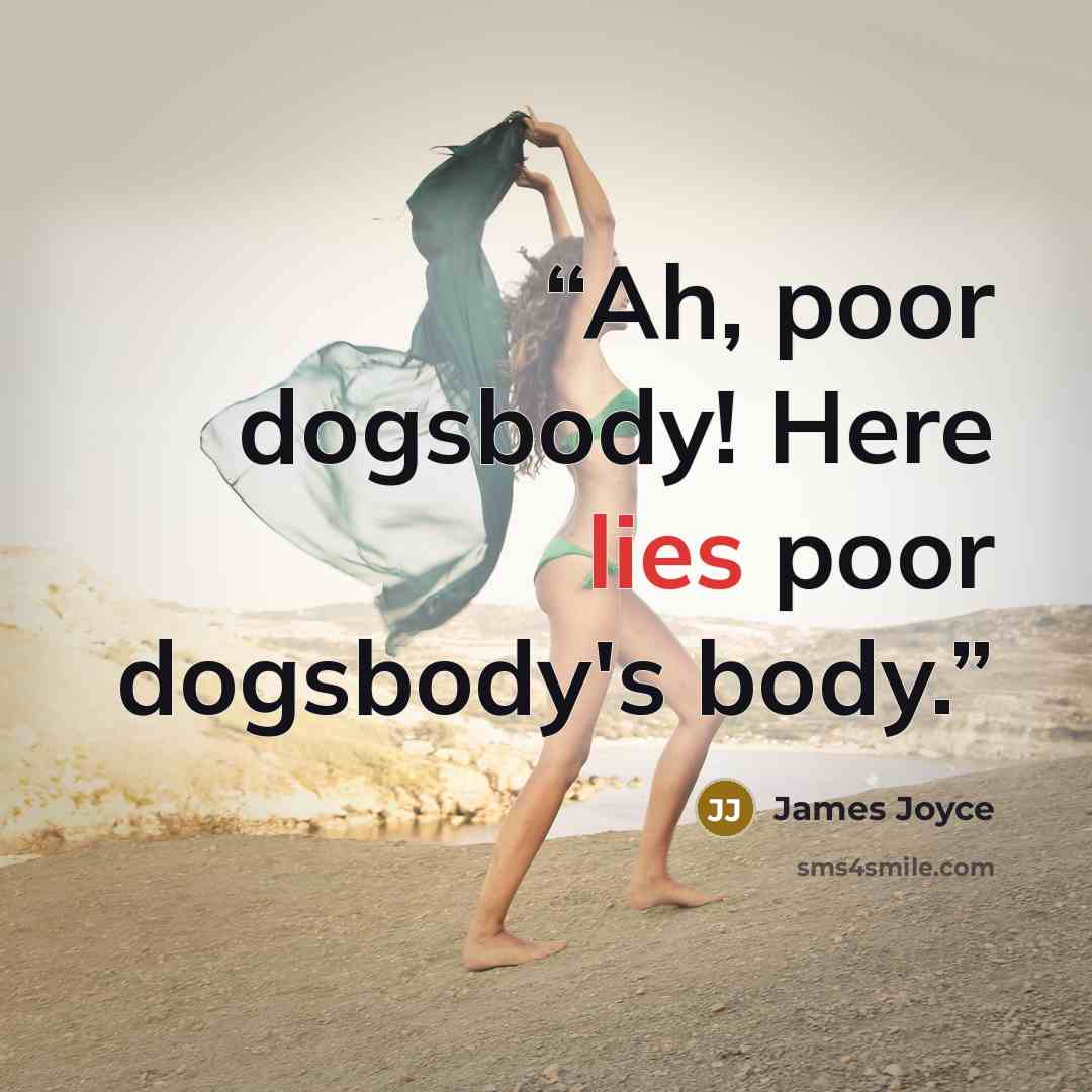 “Ah, poor dogsbody! Here lies poor dogsbody's body.” quote by James Joyce