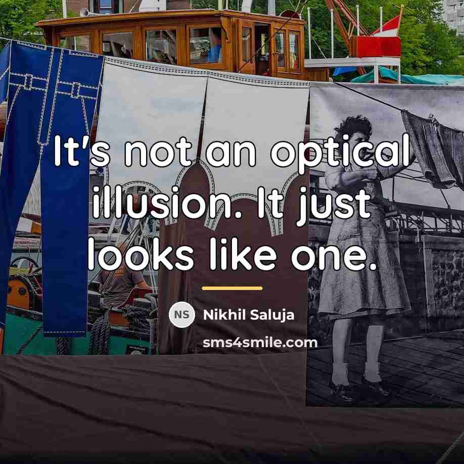 “It's not an optical illusion. It just looks like one.…” quote by Nikhil Saluja