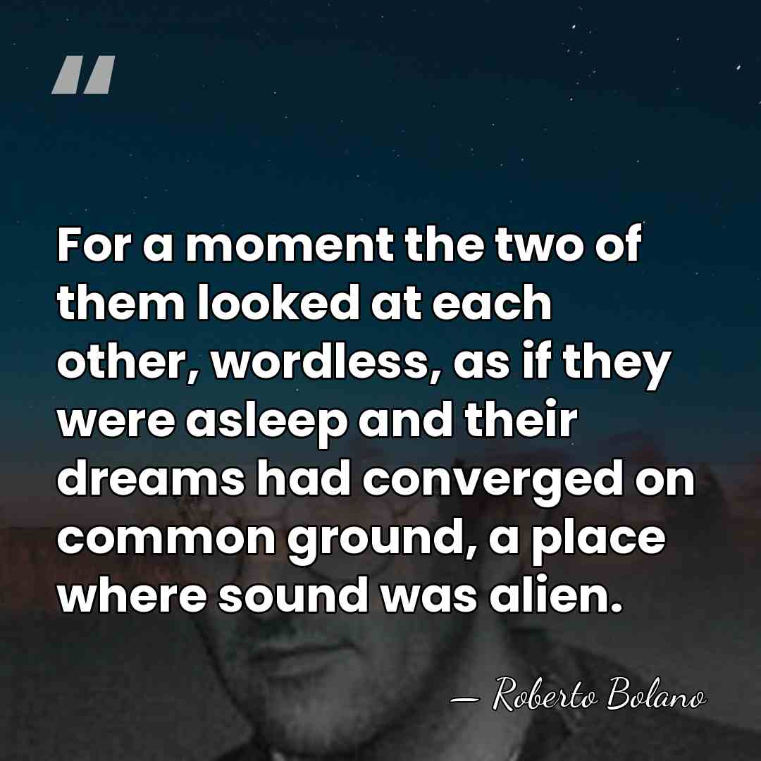 For a moment the two of them looked at each other, wordless,&hellip; - Roberto Bolano