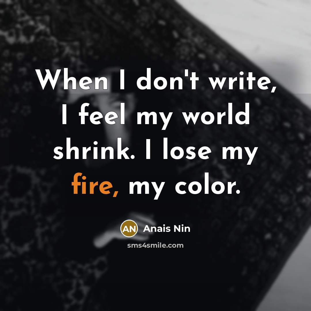 “When I don't write, I feel my world shrink. I…” quote by Anais Nin