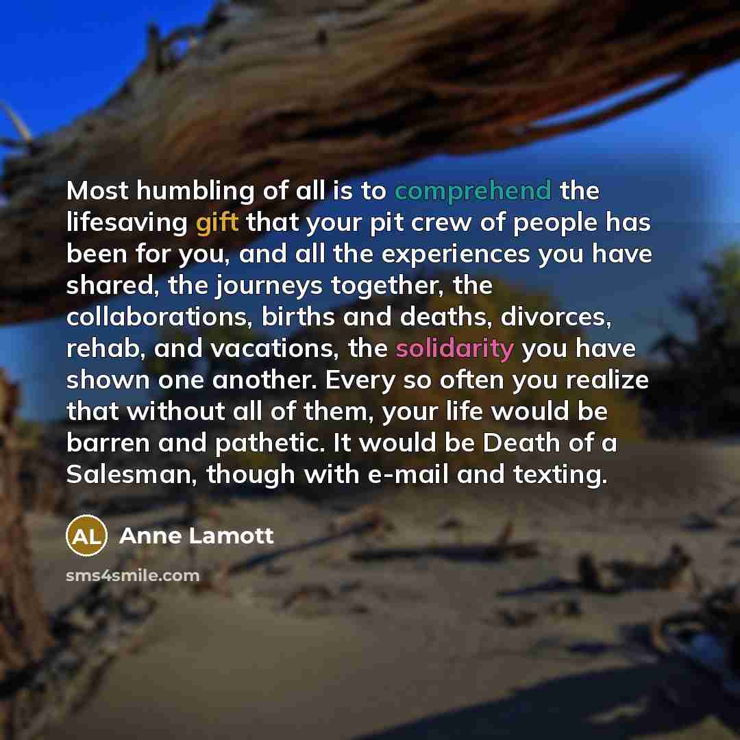 “Most humbling of all is to comprehend the lifesaving gift…” quote by Anne Lamott