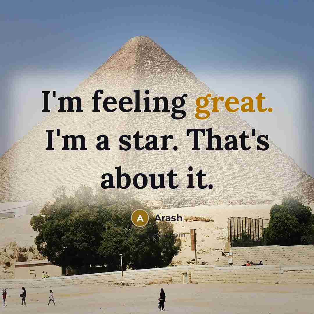 “I'm feeling great. I'm a star. That's about it.…” quote by Arash