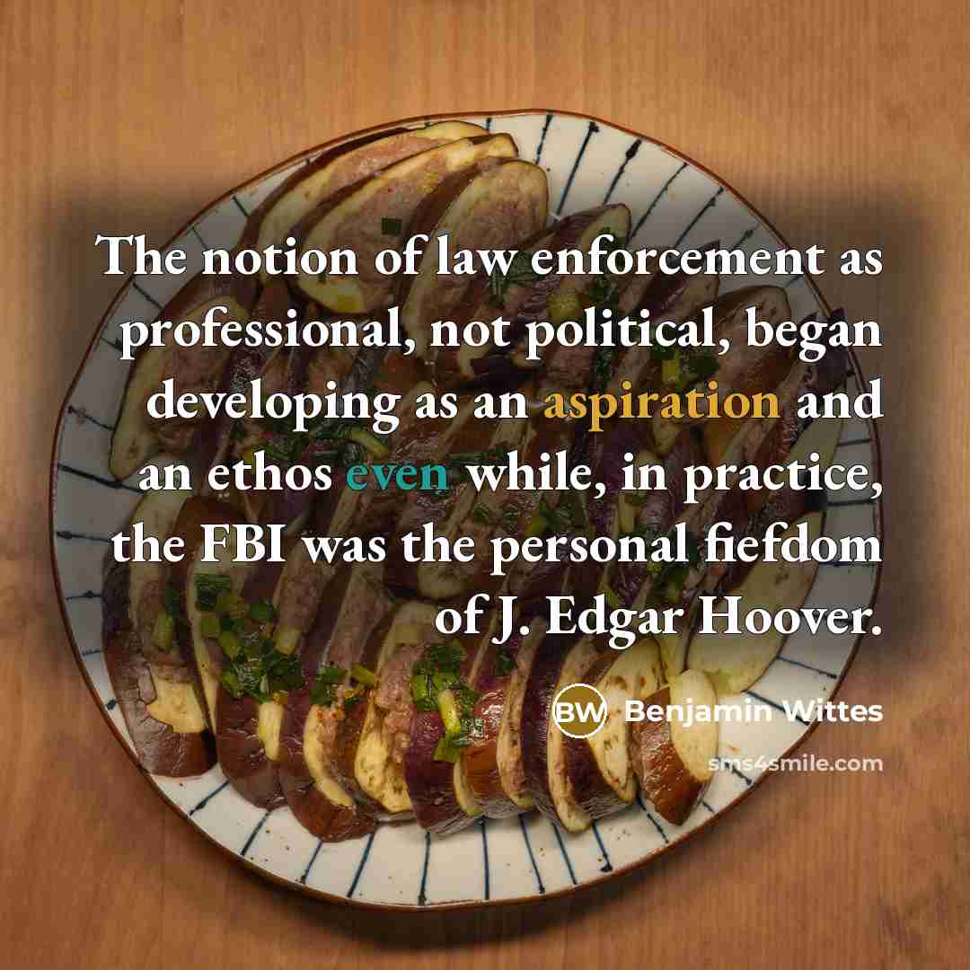 “The notion of law enforcement as professional, not political, began…” quote by Benjamin Wittes