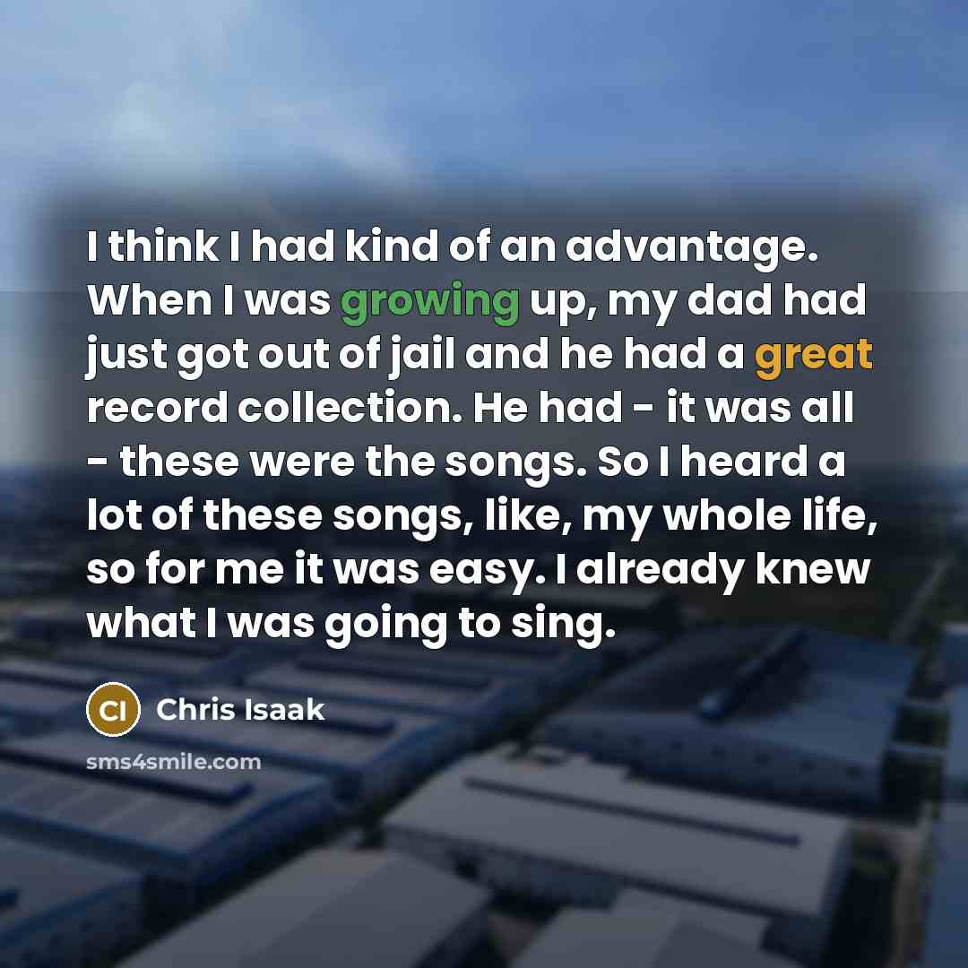“I think I had kind of an advantage. When I…” quote by Chris Isaak