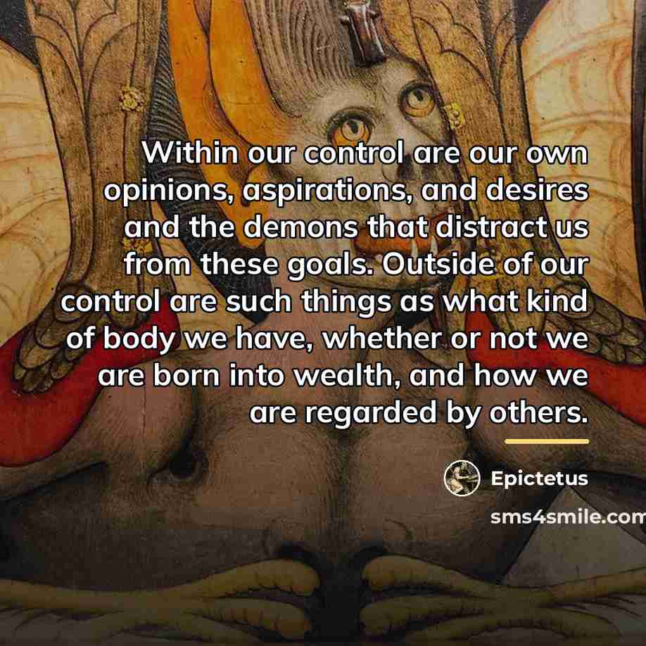 “Within our control are our own opinions, aspirations, and desires…” quote by Epictetus
