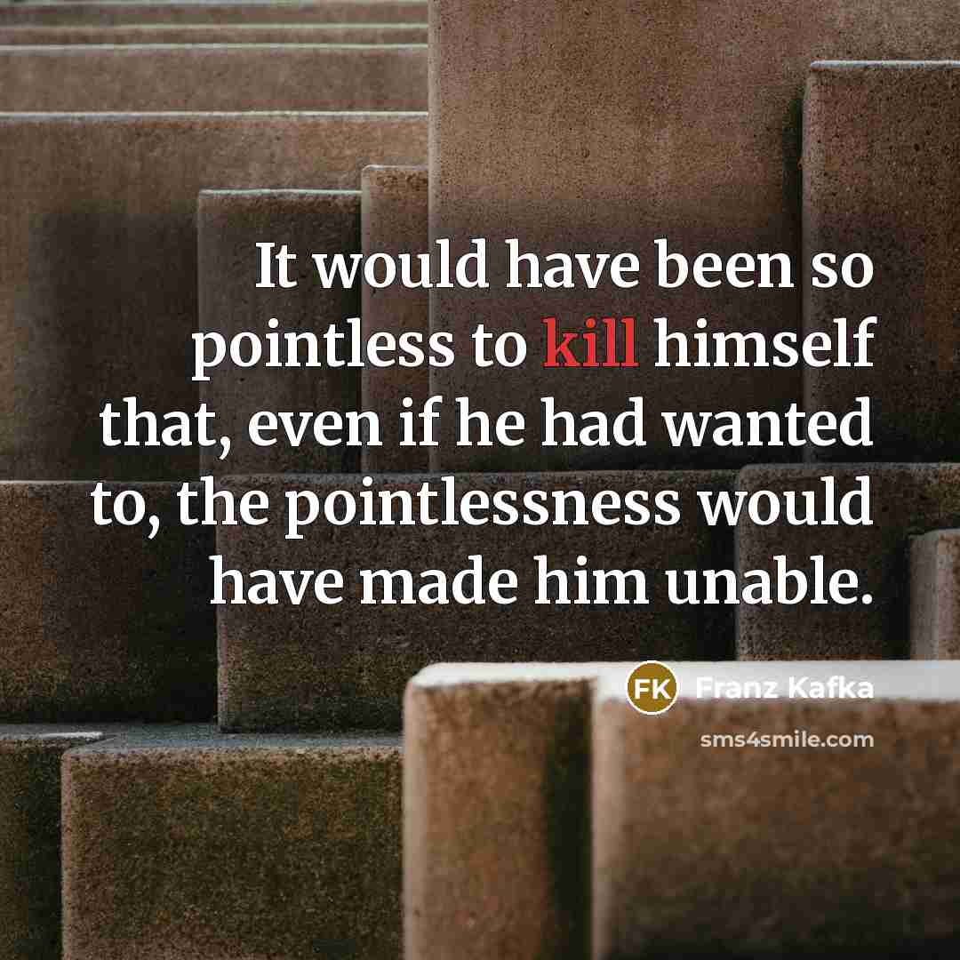 “It would have been so pointless to kill himself that,…” quote by Franz Kafka