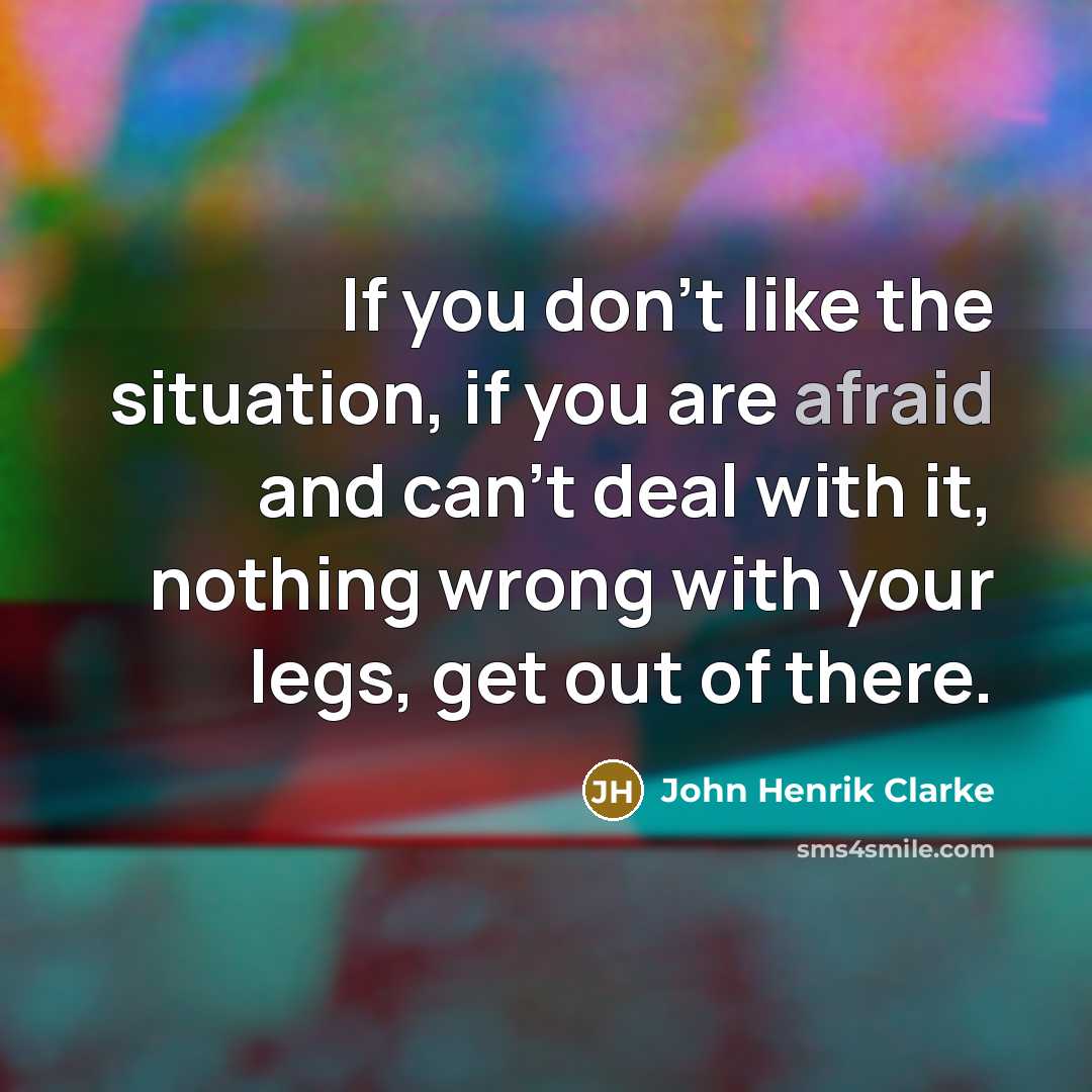“If you don't like the situation, if you are afraid…” quote by John Henrik Clarke