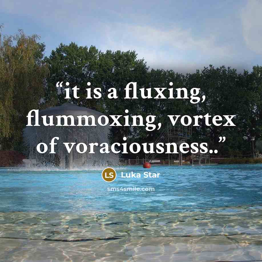 “it is a fluxing, flummoxing, vortex of voraciousness..” quote by Luka Star