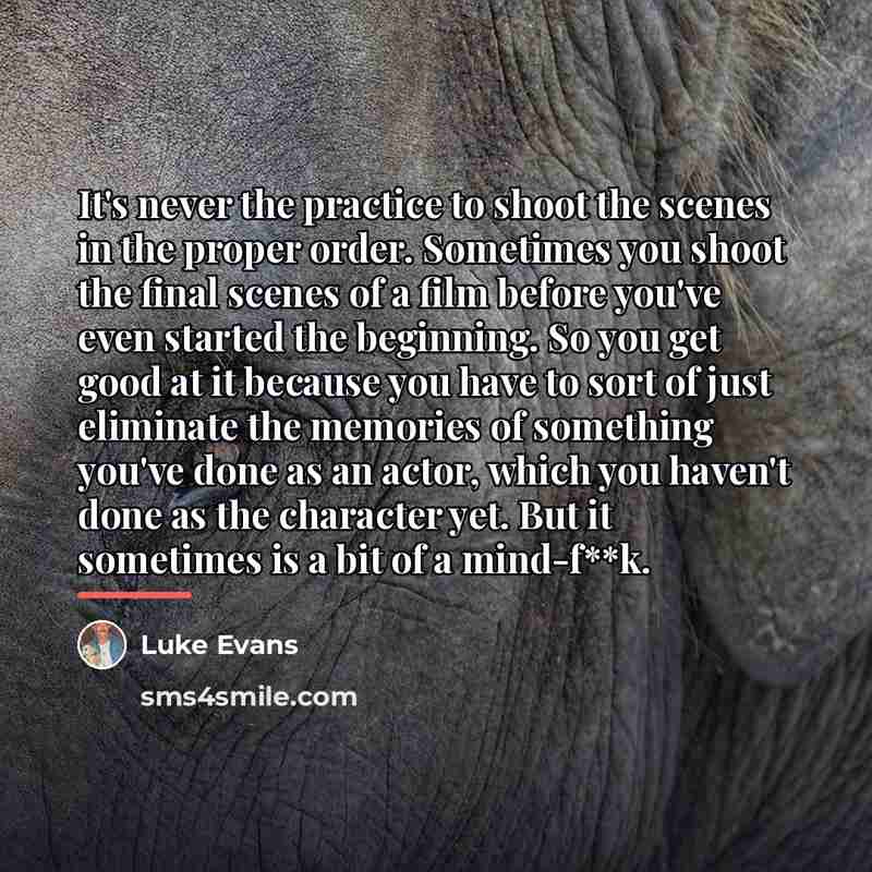 “It's never the practice to shoot the scenes in the…” quote by Luke Evans